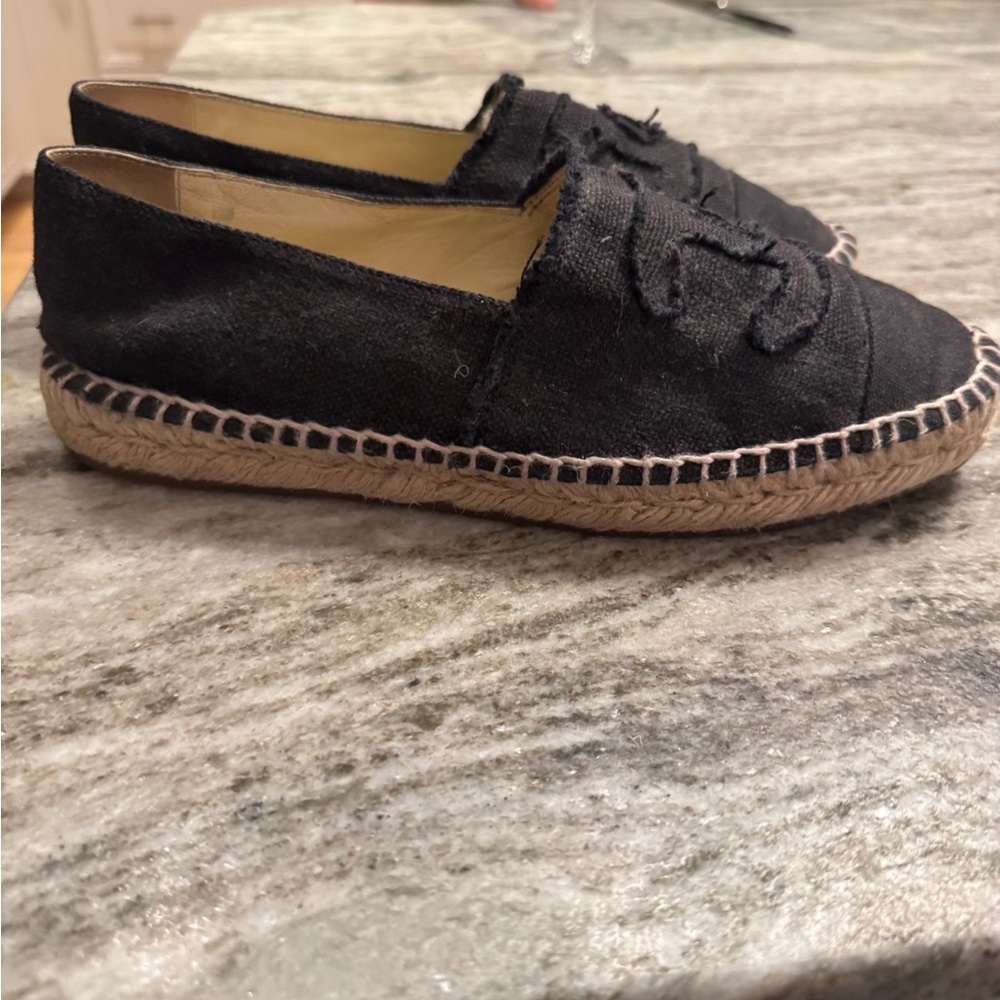 CHANEL Black Canvas Espadrilles with Quilted CC Detail - Picture 5 of 5